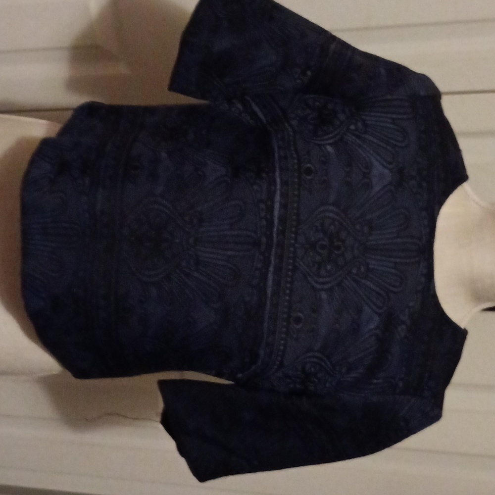 BCBGeneration blue combo shirt with Zipper all up the back  size xxs
